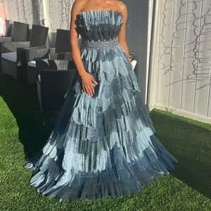 Stunning Metallic Teal Gown - worn once/in perfect condition